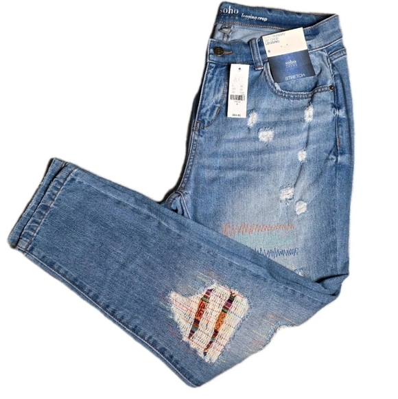 NWT NY&Co SOHO Jeans Runway 25" Distressed Legging Crop - Size 8 - Picture 2 of 7